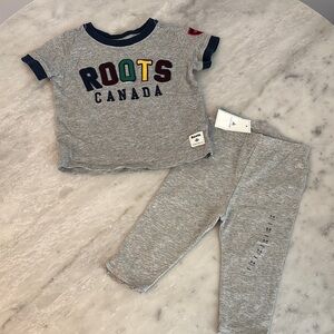 Gray Matching Leggings Set with Elastic Waistband
